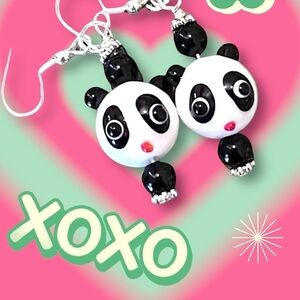 Glass Panda Bear Earrings Panda earrings Panda bear earrings. Adorable